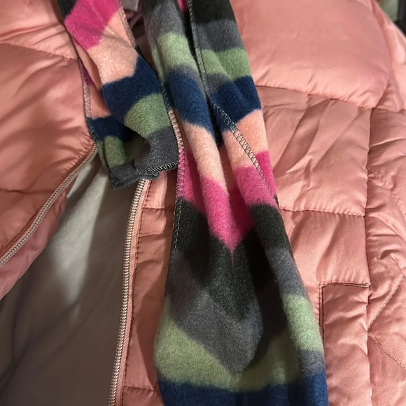 Girls' Pink Puffer Jacket with Scarf - Picture 7 of 7